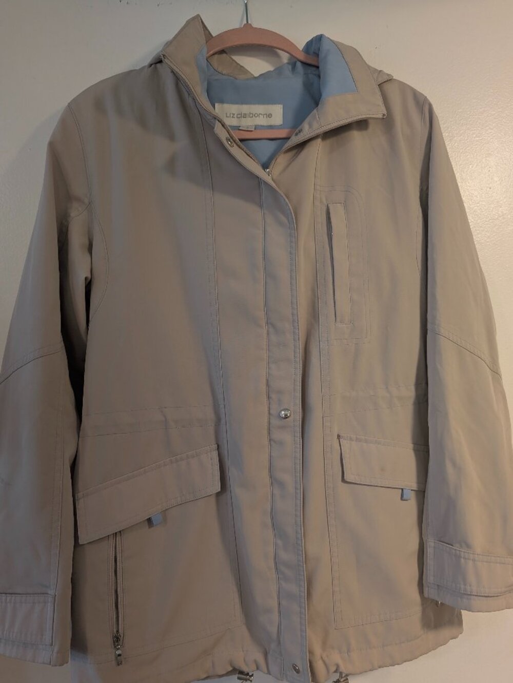 Liz Claiborne khaki hooded jacket